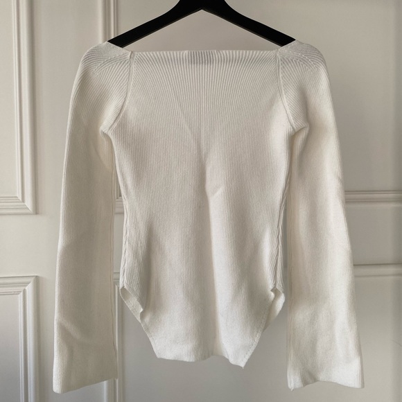 Knit Long Sleeve Open Neck Top - Picture 2 of 4